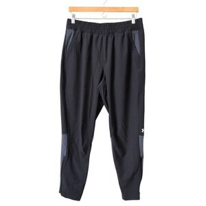 Under Armour Mens UA Squad Warm-Up Pants Black Gray Taper Joggers Large Gym Run